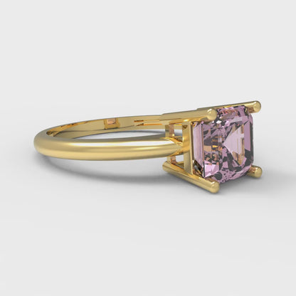 1 cttw Zirconia Simulated Pink Diamond Solitaire  Engagement Ring - Solid Gold (VVS1, Asscher Cut,6mm)