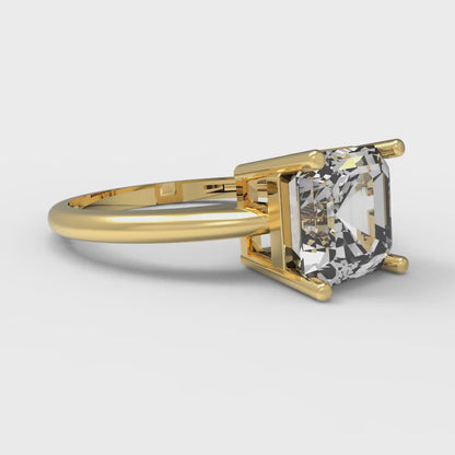 2 cttw Certified Moissanite Solitaire  Engagement Ring - Solid Gold (VVS1, D-F,Asscher Cut,7.0mm)