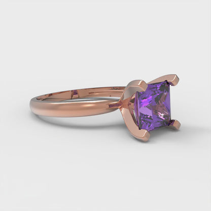 1.5 cttw Simulated Alexandrite Solitaire  Engagement Ring - Solid Gold (Princess Cut,6.5mm)