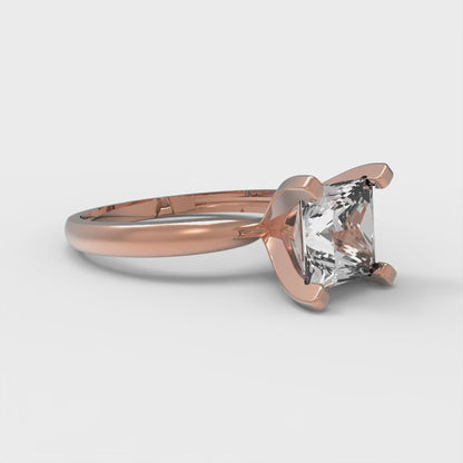 1.5 cttw White Sapphire Solitaire  Engagement Ring - Solid Gold (Princess Cut,6.5mm)