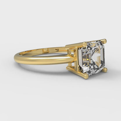 1.5 cttw White Sapphire Solitaire  Engagement Ring - Solid Gold (Asscher Cut,6.5mm)
