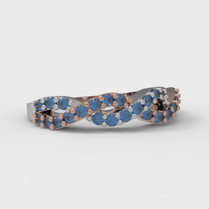 0.495 cttw Simulated Tanzanite Round Cut Rose/White Gold Eternity Wedding Band
