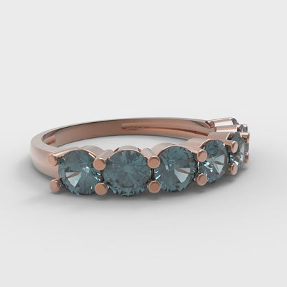 1.19 cttw Natural London Blue Topaz Round Cut Rose Gold Eternity Wedding Band