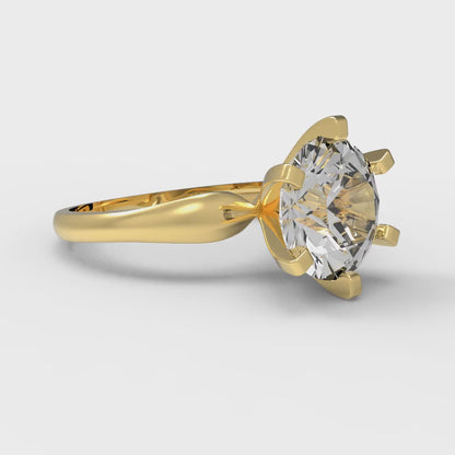 2.5 cttw White Sapphire Solitaire  Engagement Ring - Solid Yellow Gold (VVS1, Round Cut,8.5mm)