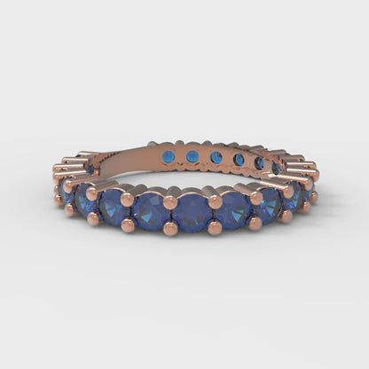 1.44 cttw Simulated Tanzanite Round Cut Rose Gold Eternity Wedding Band