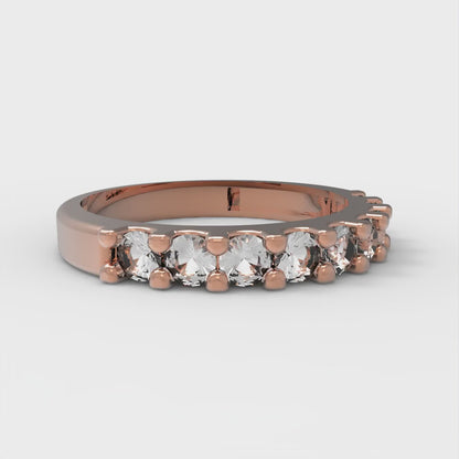 0.63 cttw Moissanite Round Cut Rose Gold Eternity Wedding Band