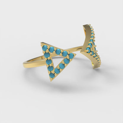0.2475 cttw Simulated Turquoise Statement Engagement Ring - Solid Gold (Round Cut,1.2mm)