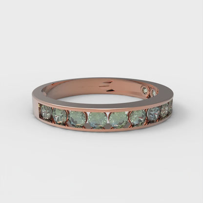 0.39 cttw Blue Moissanite Round Cut Rose Gold Eternity Wedding Band