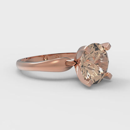 2.5 cttw Yellow Moissanite Solitaire  Engagement Ring - Solid Rose Gold (VVS1, Round Cut,8.5mm)