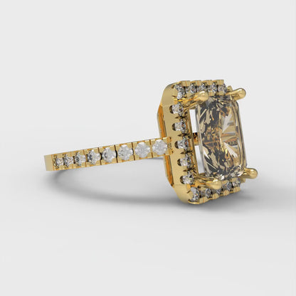 1.86 cttw Natural Morganite Hidden Halo Engagement Ring - Solid Gold (Emerald Cut,7.5x5.5mm)