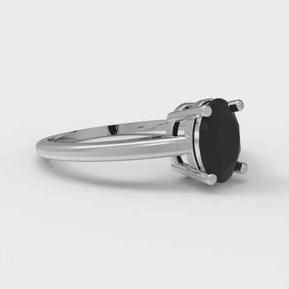 1 cttw Natural Onyx Solitaire  Engagement Ring - Solid Gold (Oval Cut,7x5mm)