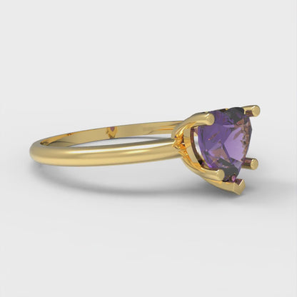1.25 cttw Natural Amethyst Solitaire  Engagement Ring - Solid Gold (Heart Cut,7.0mm)