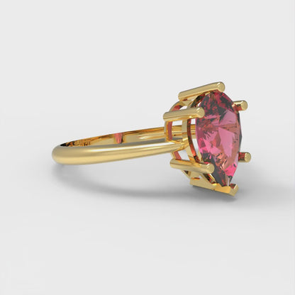 1.5 cttw Simulated Ruby Solitaire  Engagement Ring - Solid Gold (Pear Cut,9x6mm)
