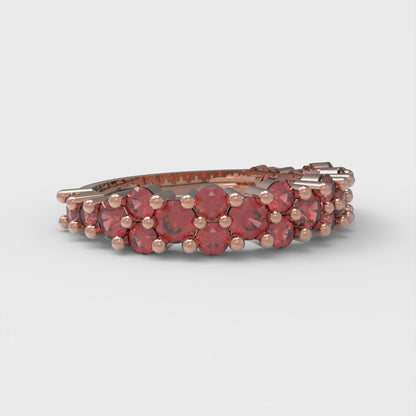 0.98 cttw Simulated Pink Tourmaline Round Cut Rose Gold Eternity Wedding Band