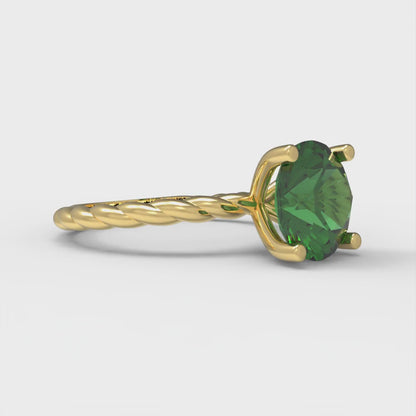 2 cttw Simulated Emerald Solitaire  Engagement Ring - Solid Gold (Round Cut,8.0mm)
