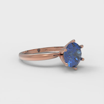 1.5 cttw Simulated Tanzanite Solitaire  Engagement Ring - Solid Gold (Round Cut,7.5mm)