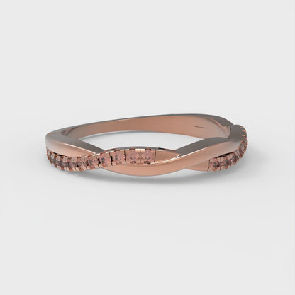 0.16 cttw Simulated Red Diamond Round Cut Rose Gold Eternity Wedding Band