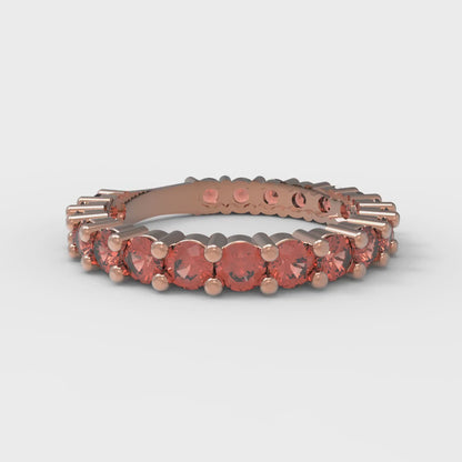 1.44 cttw Simulated Red Diamond Round Cut Rose Gold Eternity Wedding Band