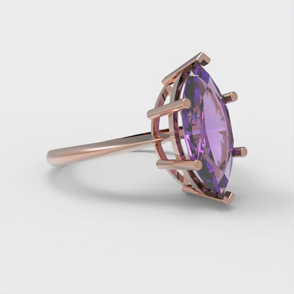 2.5 cttw Simulated Alexandrite Solitaire  Engagement Ring - Solid Gold (Marquise Cut ,13x6.5mm)