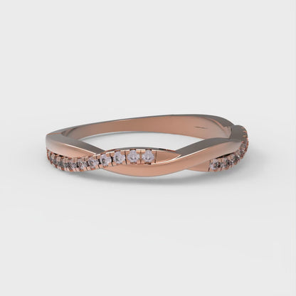 0.16 cttw Simulated Pink Diamond Round Cut Rose Gold Eternity Wedding Band