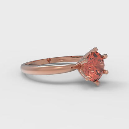 1 cttw Zirconia Simulated Red Diamond Solitaire  Engagement Ring - Solid Gold (VVS1, Round Cut,6.5mm)