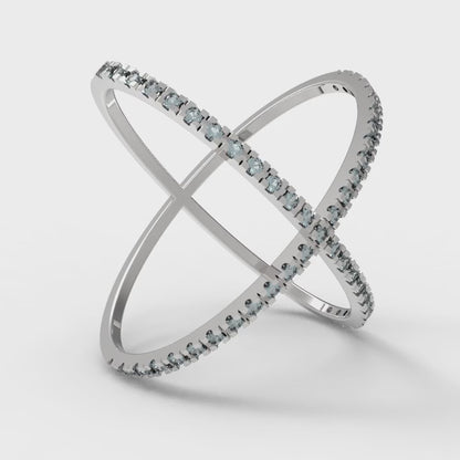 0.245 cttw Zirconia Simulated Blue Diamond Statement Engagement Ring - Solid Gold (VVS1, Round Cut,1.0mm)