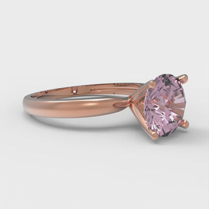 1.5 cttw Zirconia Simulated Pink Diamond Solitaire  Engagement Ring - Solid Rose Gold (VVS1, Round Cut,7.5mm)
