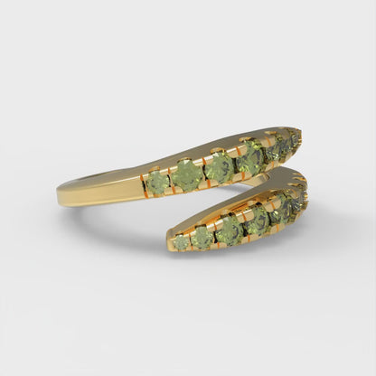 0.235 cttw Natural Peridot Round Cut Yellow Gold Eternity Wedding Band