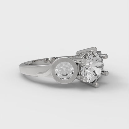 1.72 cttw Zirconia Simulated Diamond Three-Stone Engagement Ring - Solid Gold (VVS1, Round Cut,6.5mm)