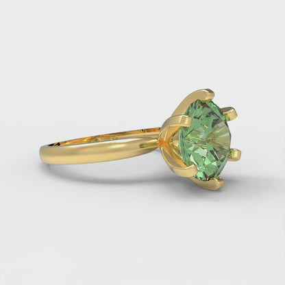 3 cttw Zirconia Simulated Green Diamond Solitaire  Engagement Ring - Solid Gold (VVS1, Round Cut,9mm)