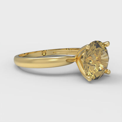 2 cttw Zirconia Simulated Yellow Diamond Solitaire  Engagement Ring - Solid Gold (VVS1, Round Cut,8.0mm)