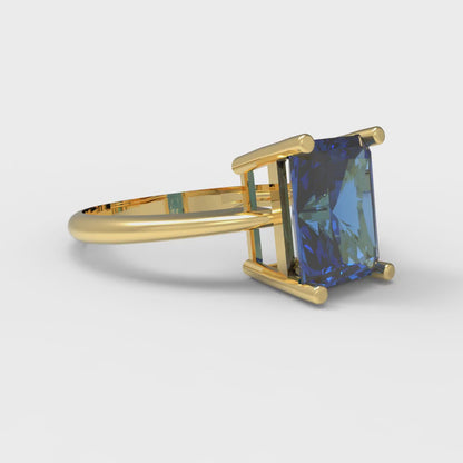 2.5 cttw Simulated Tanzanite Solitaire  Engagement Ring - Solid Gold (Radiant Cut,8.5x6.5mm)
