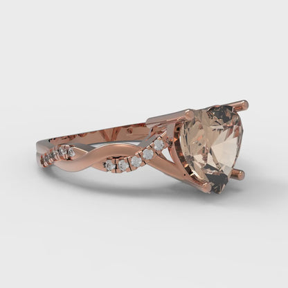 2.1 cttw Yellow Moissanite Solitaire with Zirconia Simulated Diamond Accents Engagement Ring - Solid Gold (Heart Cut,8mm)