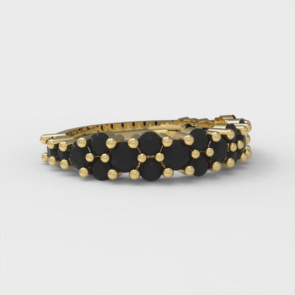 0.98 cttw Natural Onyx Round Cut Yellow Gold Eternity Wedding Band