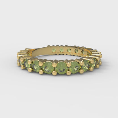 1.26 cttw Natural Peridot Round Cut Yellow Gold Eternity Wedding Band