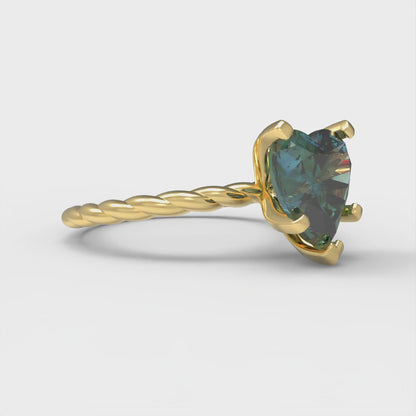 2 cttw Blue Moissanite Solitaire  Engagement Ring - Solid Yellow Gold (VVS1, Heart Cut,8.0mm)