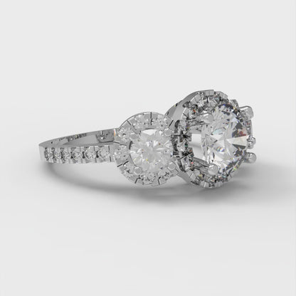 1.46 cttw White Sapphire Three-Stone Engagement Ring - Solid Gold (Round Cut,6.0mm)