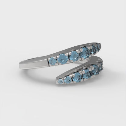 0.235 cttw Natural Swiss Blue Topaz Round Cut White Gold Eternity Wedding Band