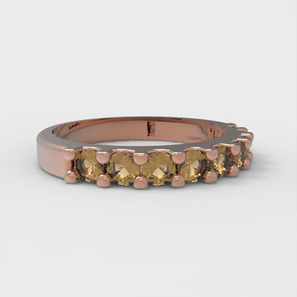 0.63 cttw Simulated Champagne Diamond Round Cut Rose Gold Eternity Wedding Band