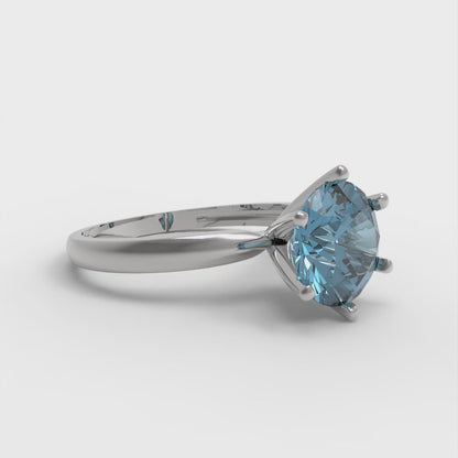 2 cttw Natural Sky Blue Topaz Solitaire  Engagement Ring - Solid Gold (Round Cut,8.0mm)