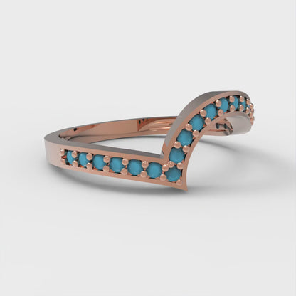 0.165 cttw Simulated Turquoise Round Cut Rose Gold Eternity Wedding Band