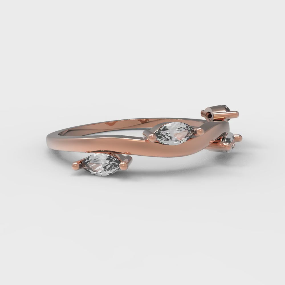 0.4 cttw Simulated Diamond Marquise Cut Rose Gold Eternity Wedding Band