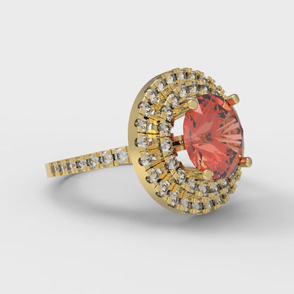 2.6 cttw Zirconia Simulated Red Diamond Hidden Halo Engagement Ring - Solid Gold (VVS1, Round Cut,8.0mm)