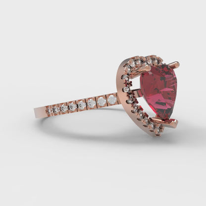 2.285 cttw Natural Garnet Hidden Halo Engagement Ring - Solid Rose Gold (VVS1, Heart Cut,8mm)