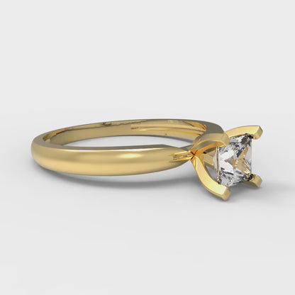 0.5 cttw White Sapphire Solitaire  Engagement Ring - Solid Gold (Princess Cut,4mm)