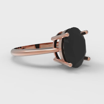 2.5 cttw Natural Onyx Solitaire  Engagement Ring - Solid Gold (Oval Cut,9.5x7.5mm)