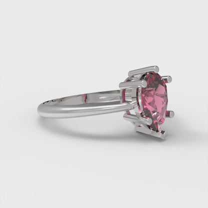 1 cttw Simulated Ruby Solitaire  Engagement Ring - Solid White Gold (VVS1, Pear Cut,8x5mm)