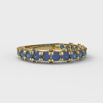3.13 cttw Simulated Tanzanite Round Cut Yellow Gold Eternity Wedding Band