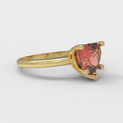 2 cttw Zirconia Simulated Red Diamond Solitaire  Engagement Ring - Solid Gold (VVS1, Heart Cut,8mm)