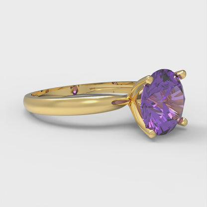 2 cttw Simulated Alexandrite Solitaire  Engagement Ring - Solid Gold (Round Cut,8.0mm)